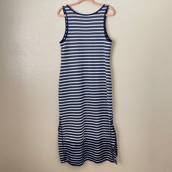 Tommy Bahama Dress Womens Medium Blue White Midi French Terry Striped Tank Beach - Picture 6 of 11